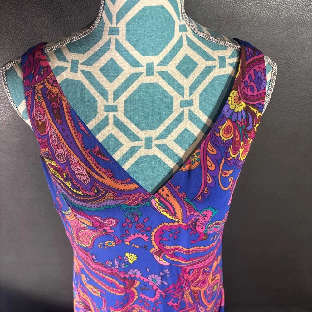 Jones NY Vintage 90’s Sz 10 Colorful Bold Paisley Full Flutter Hem Maxi Dress